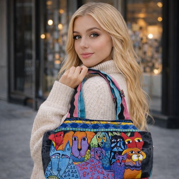 Laurel Burch Handbags - Laurel Burch Canvas Dog Purse